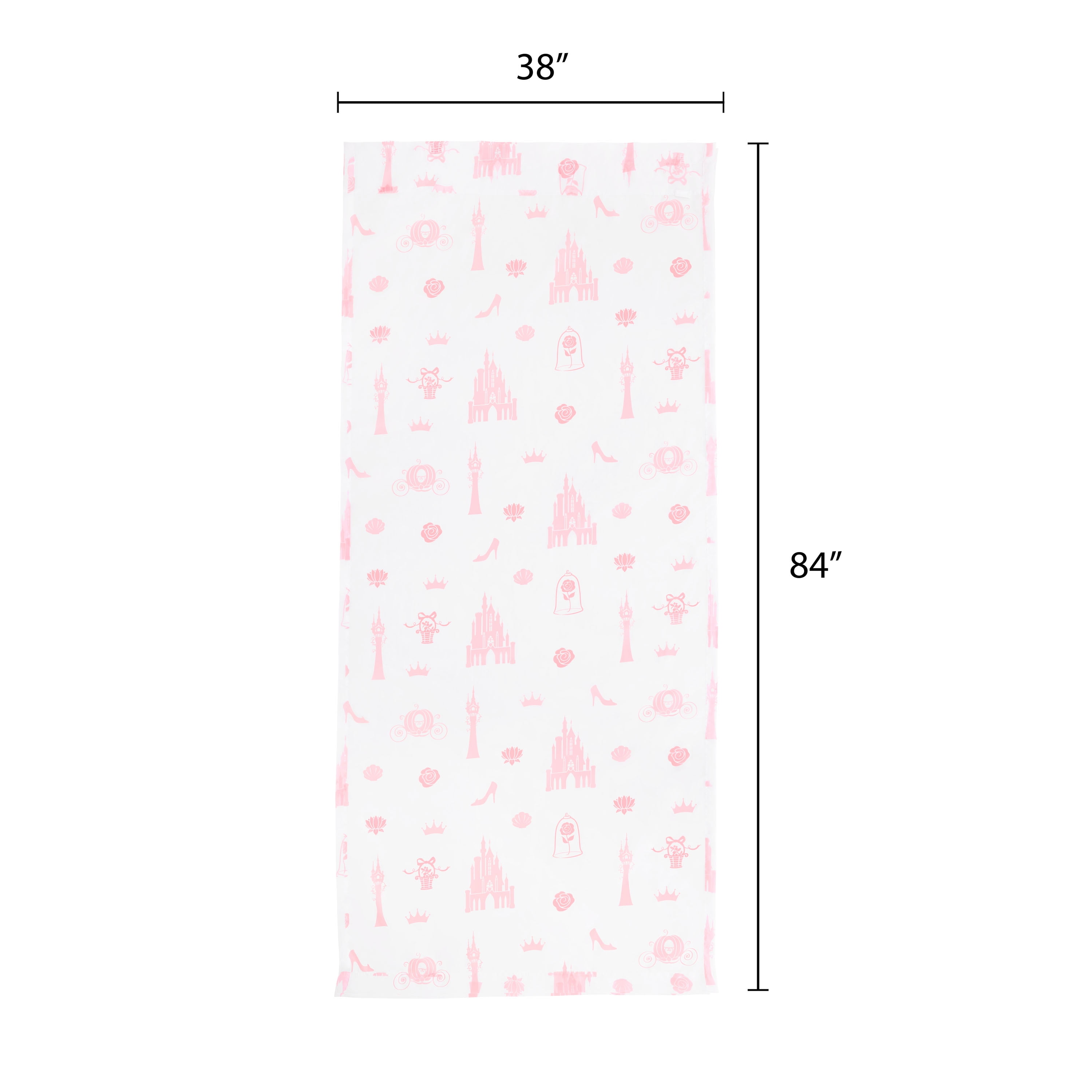 Princess Sheer Kids Drape, 38" x 84", Pink and White, Disney