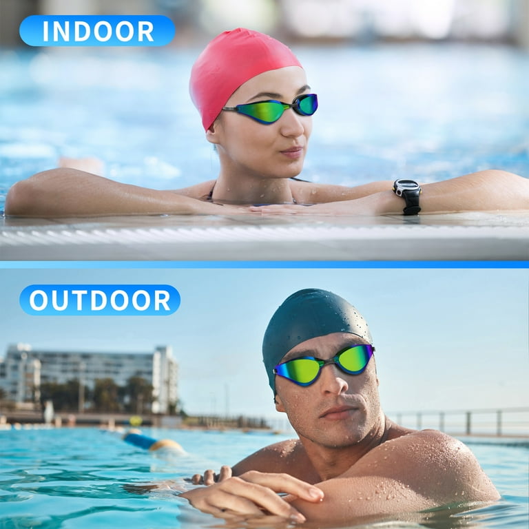 GPED Swimming Goggles Cap Set, High Stretch Silicone Swim Cap