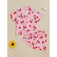 thumbnail image 2 of Suealasg Kids Girls Pajamas Set 1T 2T 3T 4T 5T Toddler Girls Summer Sleepwear Set Butterfly Fruit Print Button Short Sleeves Shirt Shorts 2Pcs Little Girls Loungewear Sets, 2 of 7