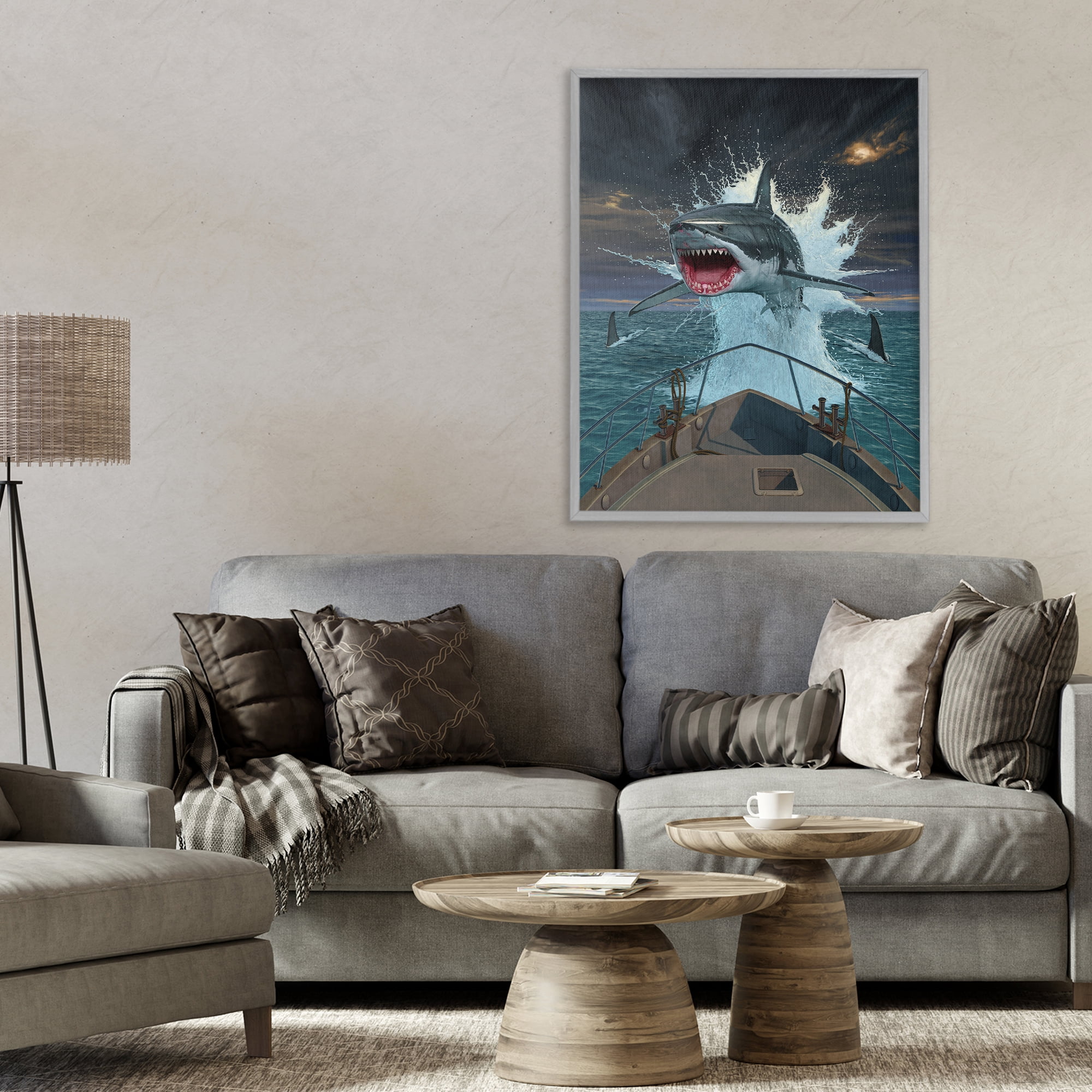 Stupell Industries Fish Out Of Water Gray Framed Giclee Art, design by Vincent Hie