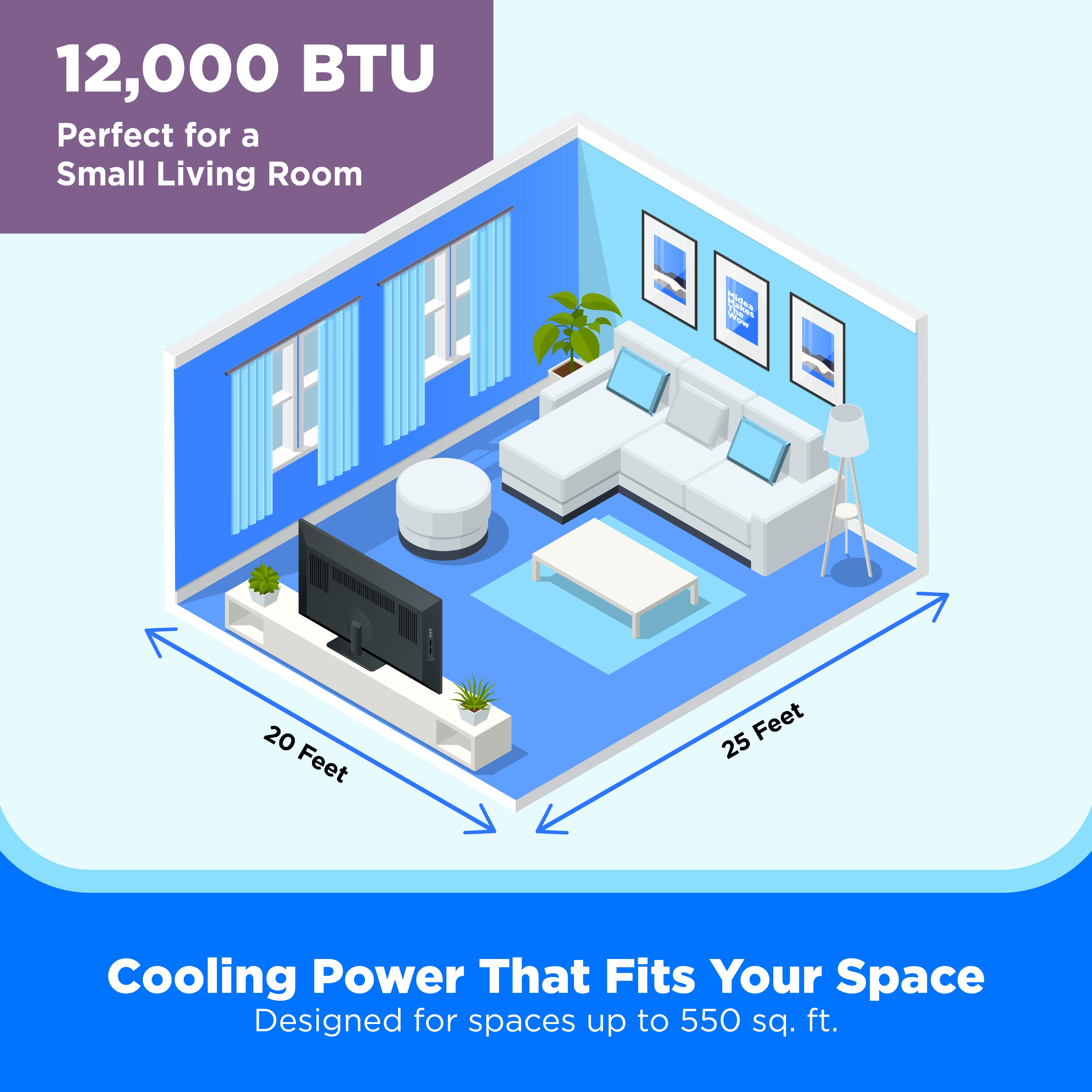 Midea 12,000 BTU Smart Inverter Window Air Conditioner, Cools Up to 550 Sq Ft, Wi‑Fi, Alexa & Google Assistant, Energy Star, Quiet AC, Remote, Black