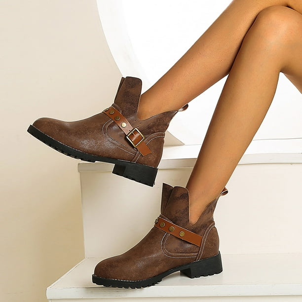 Botas Cortas Botas Color Caramelo Mujer Botas Cortas De Invierno