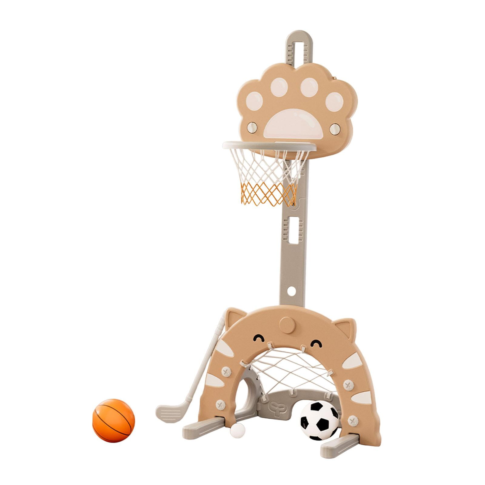 GARENDE 3 in 1 Basketball Hoop Set Portable Basketball Stand for Party Yard Carnival Brown