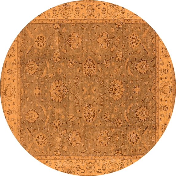 Ahgly Company Indoor Round Oriental Orange Traditional Area Rugs, 8' Round