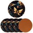 thumbnail image 2 of Fireflies Set of 6 Microfiber Leather Round Coasters, 11x11 cm/4.3x4.3 in, Cute and Durable Drink Mats for Home and Office, 2 of 6