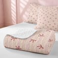 thumbnail image 4 of Erosebridal Delicate Satin Bow Ribbon Quilt Full for Girls, Romantic Floral Print Full Bedspread Sets, 3pcs 1 Coverlet and 2 Pillowcases, 4 of 7