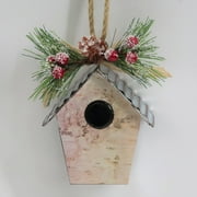 Holiday Time Birchbark Birdhouse With Beries Ornament