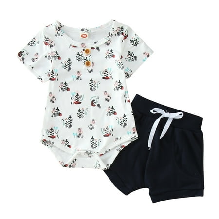 

Baby Boys Clothing Sets Floral Printed Short Sleeve 018 Tops Casual Clothes Outfits Summer Shorts Romper Outfits Dailywears Comfortable Loose Fittness Sets
