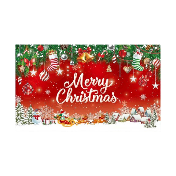 240X210CM Christmas Barn Garage Door Banner Large Christmas Background Christmas Door Decorations Holiday Vinyl Cover Garage Banner for Outdoor Christmas Garage Door Banner