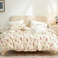 thumbnail image 1 of Funda nórdica, 100% microfibra cepillada 3 piezas Reina Floral Juegos de cama, Rojo, 1 of 9