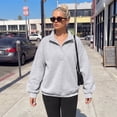 thumbnail image 2 of SUNBS Half Button Pullover Sweatshirt for Women Fall Oversized Casual Fleece Tops with Stand Collar, 2 of 9