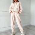 thumbnail image 3 of Gibobby Sudaderas de Forro Polar y Pantalones Conjunto de dos piezas de chándal con cremallera y capucha de manga larga para mujer Otoño Invierno(Beige,XL), 3 of 5