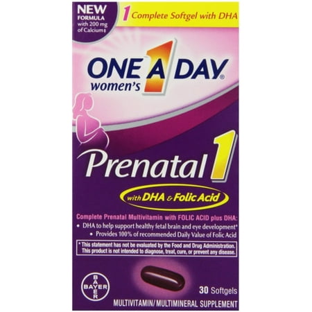 2 Pack - One-A-Day Prenatal 1 with DHA & Folic Acid Softgels, 30