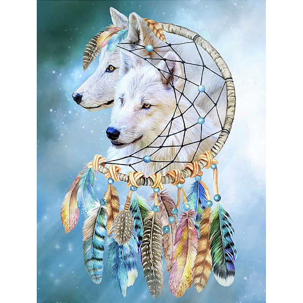 UK Ice Wolves 5D Full Drill Diamond Painting Embroidery Cross Stitch Kit QW 