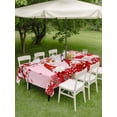 thumbnail image 3 of Outdoor Tablecloth with Umbrella Hole and Zipper, Valentine's Day Rectangle Table Cloth 60x102 Inch Waterproof Tablecloth, Red Love Tree Gnomes Roses Pink Romance Picnic Table Cover for Patio Camping, 3 of 7