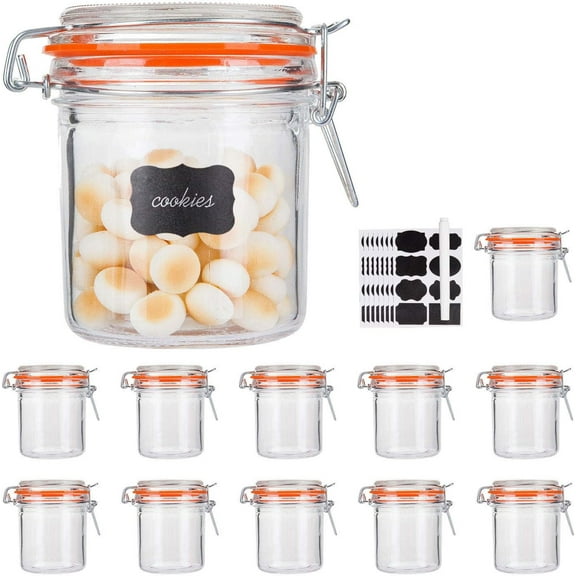 Glass Jars With Airtight , Mason Jars 8 oz,Glass Jar With Leak Proof Rubber Gasket 250ml,Storage Jars With Hinged Lid for and Kitchen,12