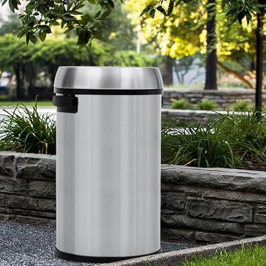65L/17Gal Trash Can with Swing Top, Commercial Grade Heavy Duty Brushed