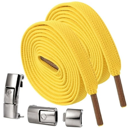 

Elastic Sports Accessories Kids Adult Unisex 1 Second Locking ShoeLaces Flat Sneakers Lazy Laces Strings No Tie Shoe laces GOLDEN