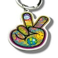 thumbnail image 6 of Dan Morris - Peace Fingers Keychain, Limited Edition Dual Sided Peace Artwork Keyring -1.96"x1.37", 6 of 7