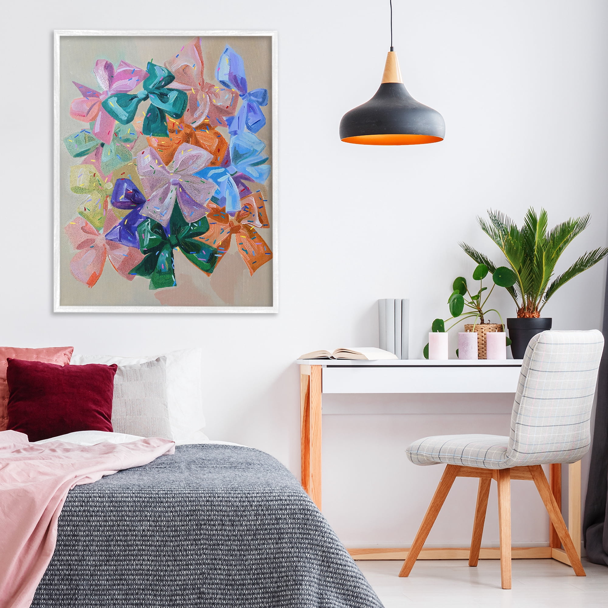 Stupell Industries Bright Bows Cluster with Sprinkles White Framed Giclee Art, design by The Prints Vibe