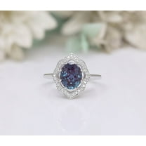 925 Silver Oval Alexandrite Gemstone Engagement Ring Wedding Ring Bridal Ring Halo Ring Birthday Gift Anniversary Gift For Love