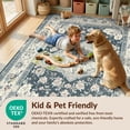 thumbnail image 4 of Design&I 6'x9' Washable Area Rug Sleek Flatweave Pet Friendly Beige Vintage Distressed Scroll Ornate Border Boho Latticework for Queen Size Bedroom, Under Bed, 4 of 7