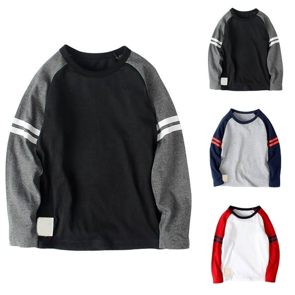 idosla Big Boys Casual Long Sleeve Crew Neck Cotton Basic Tops T-Shirts Tunic Set 4-12Years (White, 10-12 Years)