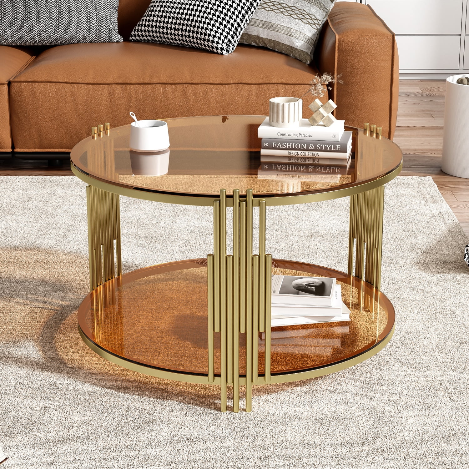 Euroco Square Glass Coffee Table in 33.5
