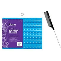 Diane by FROMM Magnetic Rollers, Original or Snap-On Hair Perm Rollers (w/Sleek Comb) Hold & Lock Curls, Professional Quality (BLUE - 5/8" (12 Pack) #D2716)