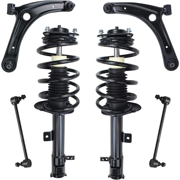 Detroit Axle - 6pc Front End Suspension Kit for 07-12 Dodge Caliber, 2 Struts & Coil Spring 2 Lower Control Arms w/Ball Joint 2 Sway Bars 2007 2008 2009 2010 2011 2012 Replacement