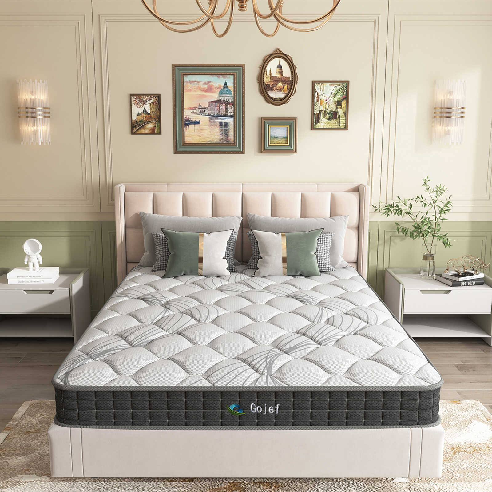 GOJEF Full Mattress, 8 Inch Hybrid Mattress Full Size, Memory Foam