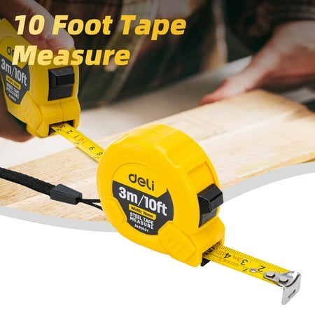 

Deli Measuring Tape Measure 10 Ft Metric Imperial Measurement Tape Retractable Self-Lock