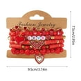 thumbnail image 3 of Rourlinge 5pc Valentines DayBracelets Trendy Clay Bead Bracelets Stack Gold Beaded Stretch Bracelets for Women Boho Stackable Bracelets Bulk Beaded Heart Red Bracelet, 3 of 6