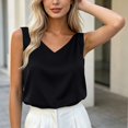 thumbnail image 5 of Miqool Women's Satin V-Neck Tank Top Sleeveless Dressy Blouse Loose Fit Summer Casual Work Top Flowy Camisole, 5 of 9