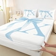 thumbnail image 4 of Erosebridal Blue Bowknot Full Size Sheets for Girls, Monogrammed X Bed Sheets, 4pcs, 1 Flat Sheet, 1 Fitted Sheet and 2 Pillowcases, 4 of 5