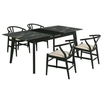 Coaster Crestmont 5-Piece Extension Leaf Wood Dining Table Set in Black