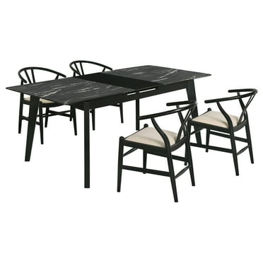 Coaster Crestmont 5-Piece Extension Leaf Wood Dining Table Set in Black