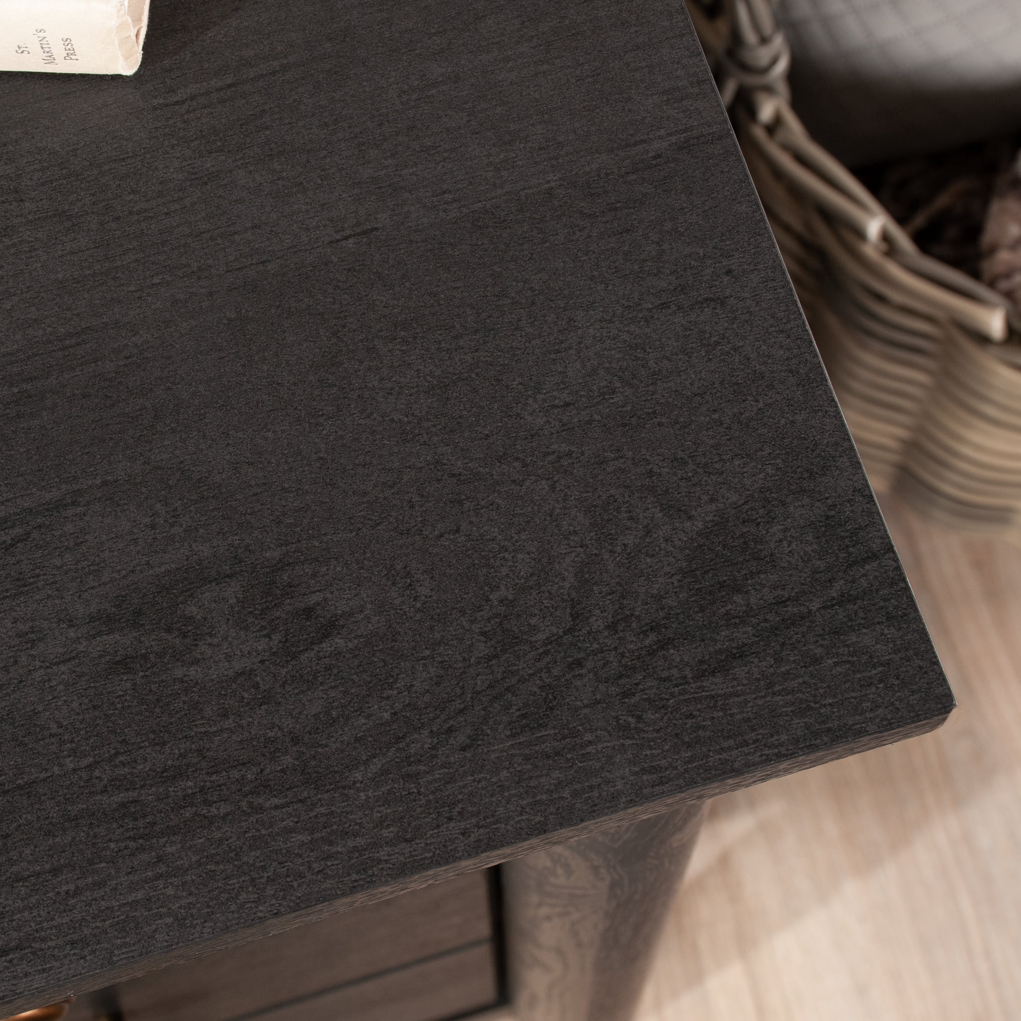 My Texas House Monroe 3 Drawer Nightstand with USB, Raven Black Oak Finish