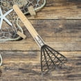WINOMO 1Pc Stainless Steel Clam Rake with Net Bag Oyster Shell Digging Rake Black