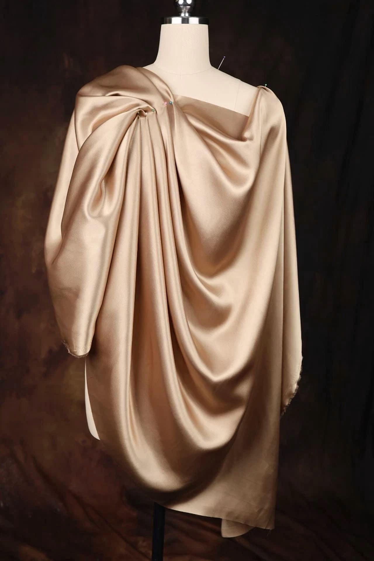 BUTTERFLY- Cappuccino Satin Charmeuse Fabric By The Yard 47