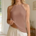 thumbnail image 5 of Women Tank Top Sleeveless Halter Built in Bra Tank Top Fitted Workout Tank Tops Basic Tops for Woman, 5 of 5