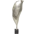 thumbnail image 6 of 11" x 36" Silver Aluminum Textured Leaf Abstract Sculpture with Black Marble Base, by DecMode, 6 of 11