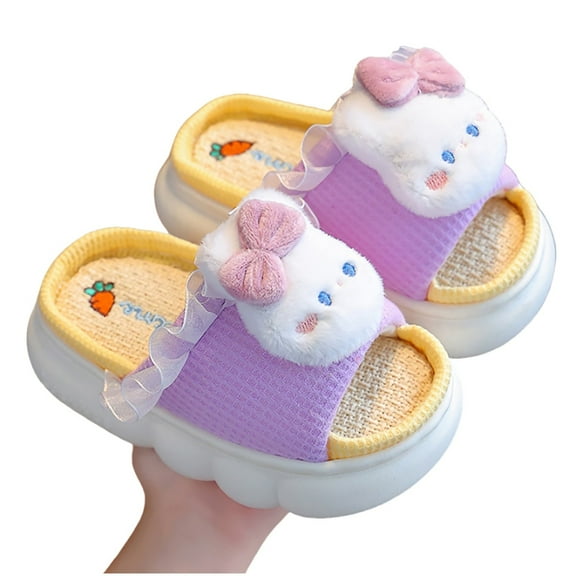 Soft Linen Slides Comfortable Indoor and Outdoor Casual Home Slippers with Durable Sole for and Purple,37