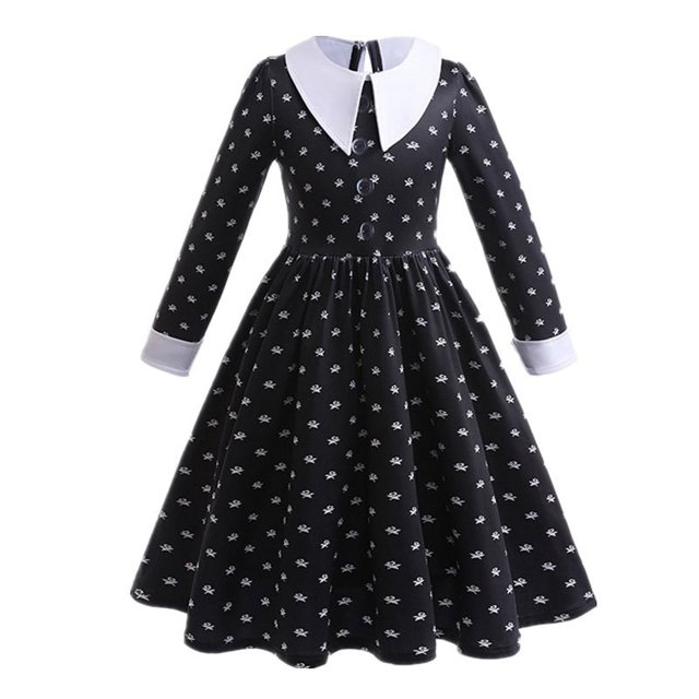 Vestido de malla de la película Wednesday Cosplay para niña, vestidos de fiesta, Disfraces de Halloween, 4-12 años