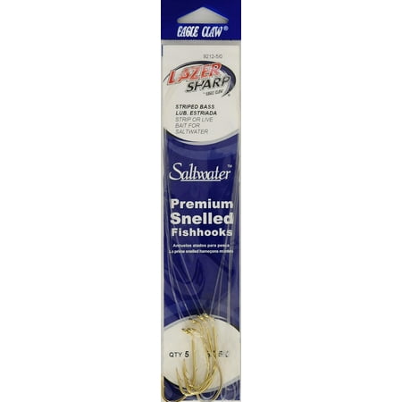 UPC: 0047708506229 | Lazer Sharp 9212H-5/0 18  Snelled Baitholder Hook  Gold  Size 6/0  5 Pack