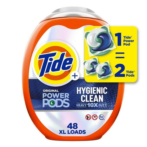 Tide Power PODs Hygienic Clean Heavy Duty, Liquid Laundry Detergent Pacs, HE Compatible, For Visible and Invisible Dirt, Original Scent