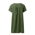 thumbnail image 4 of Pompotops Robe d'Été Décontractée en Coton et Lin à Manches Courtes pour Femmes, 4 of 5