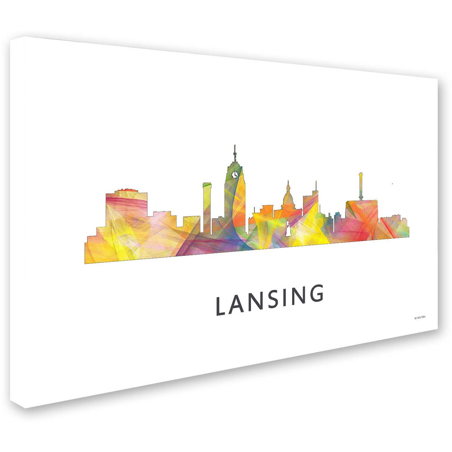 Trademark Fine Art 'Lansing Michigan Skyline WB-1' Canvas Art by Marlene Watson