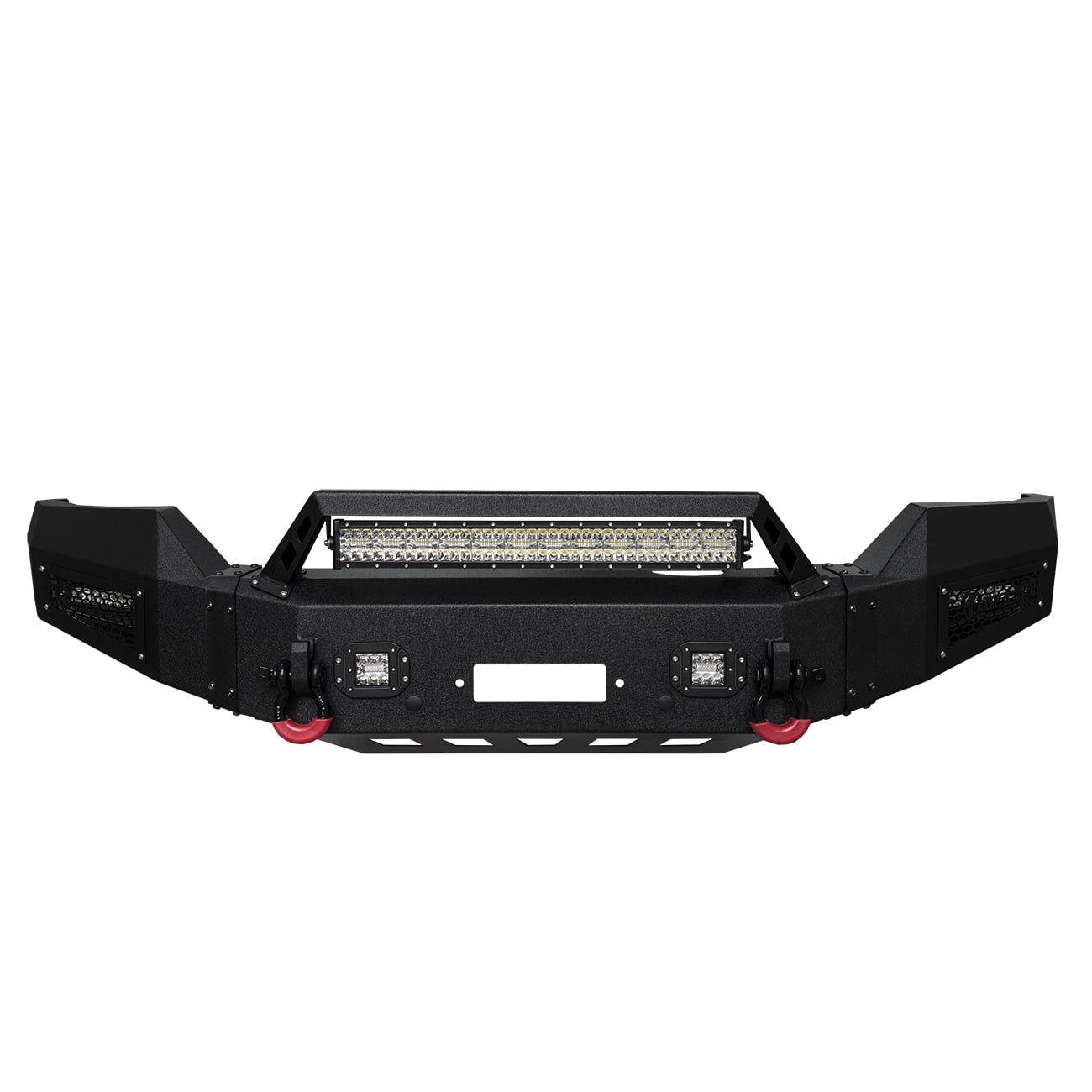 Vijay Compatible with 2016-2017-2018 Chevrolet Silverado 1500 Front Bumper Textured Black Steel with Light and D-ring