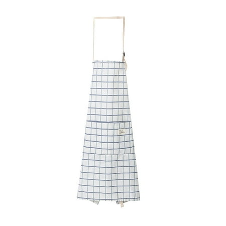 

Adjustable Bib Aprons Cotton Linen Kitchen Cooking Aprons with 2 Pockets Soft Chef Apron for Men Women Sleeveless Grid Cotton Linen Restaurant Kitchen Baking Cooking Apron Blue white Plaid pinshui